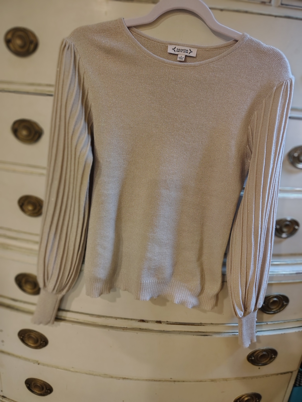 Nanette Lepore Pleated Sleeve Sweater in Pale Pink Size Small Like New